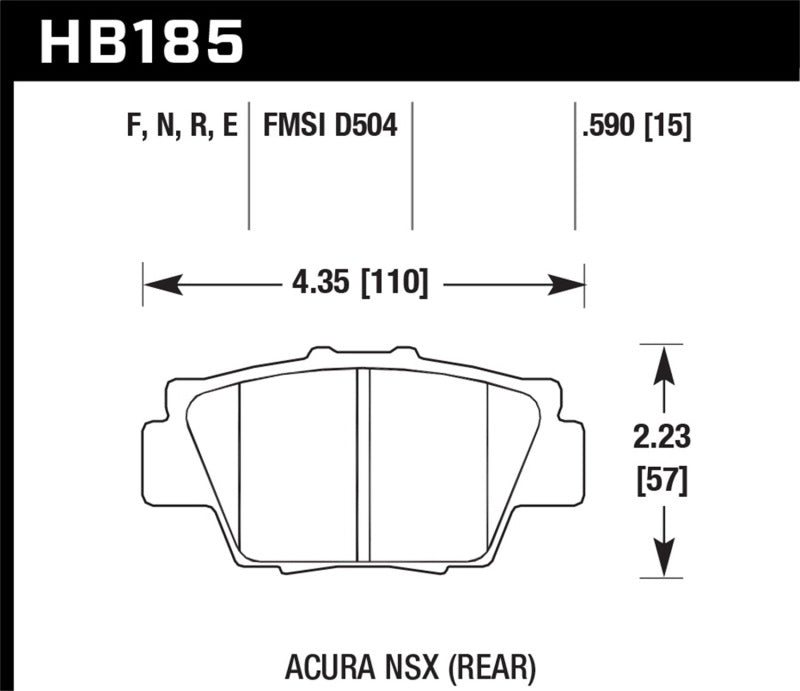 Hawk Brake Pads HB185N.590 HP Plus NSx