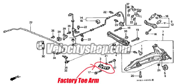 Blox Rear Toe Kit 88-00 Civic Del Sol, 90-01 Integra