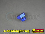 Russell -6 AN Straight Thread Plug Blue 660270