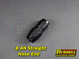 Russell -8 AN Straight Hose End Fitting Black