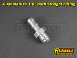 Russell -6 AN Male to 3/8 Barb Straight Fitting (Silver)
