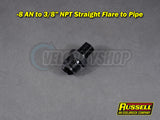 Russell -8 AN to 3/8 NPT Straight Flare to Pipe Adapter Fitting Black