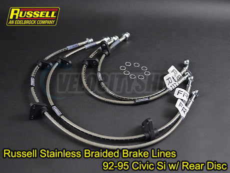 Stainless Brake Lines 92-95 Civic Si w/ Rear Disc Brakes Russell