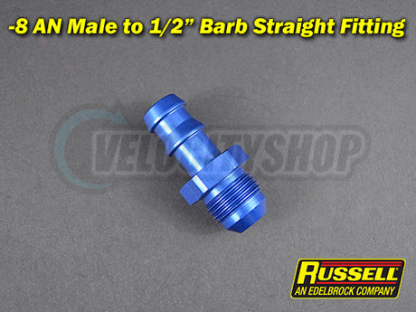 Russell -8 AN Male to 1/2 inch Barb Straight Fitting