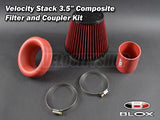 Blox Velocity Stack 3.5 Inch Composite w/ Air Filter and Silicone Coupler Red