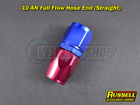 Russell -10 AN Hose End Straight Full Flow Fitting Red Blue