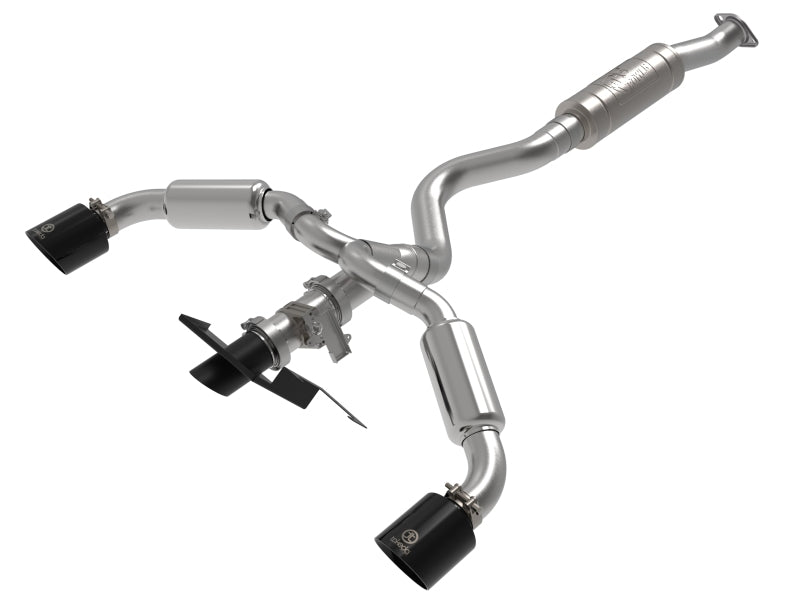 aFe Gemini XV 3 inch to 2-1/2 inch 304 Stainless Cat-Back Exhaust System w/ Cut-Out Black