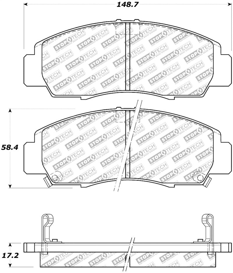 StopTech Street Select Front Brake Pads 03-12 Accord EX 4 Cyl | 04-08 TL Base