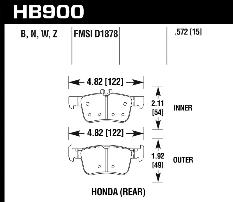 Hawk HPS 5.0 Street Rear Brake Pads HB900B.572 | HB900B.572