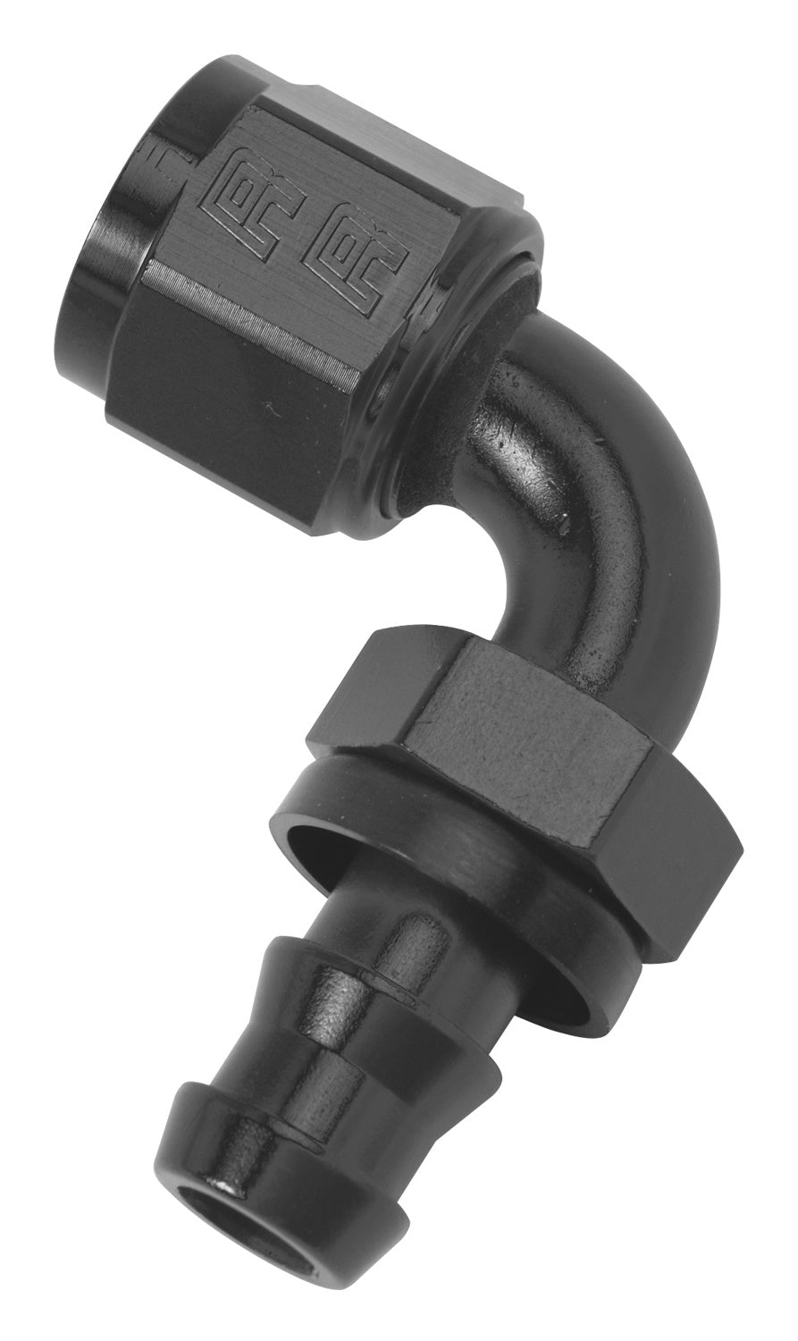 624163 | HOSE END TWIST LOK 90 DEG -6 BLK ANODIZED
