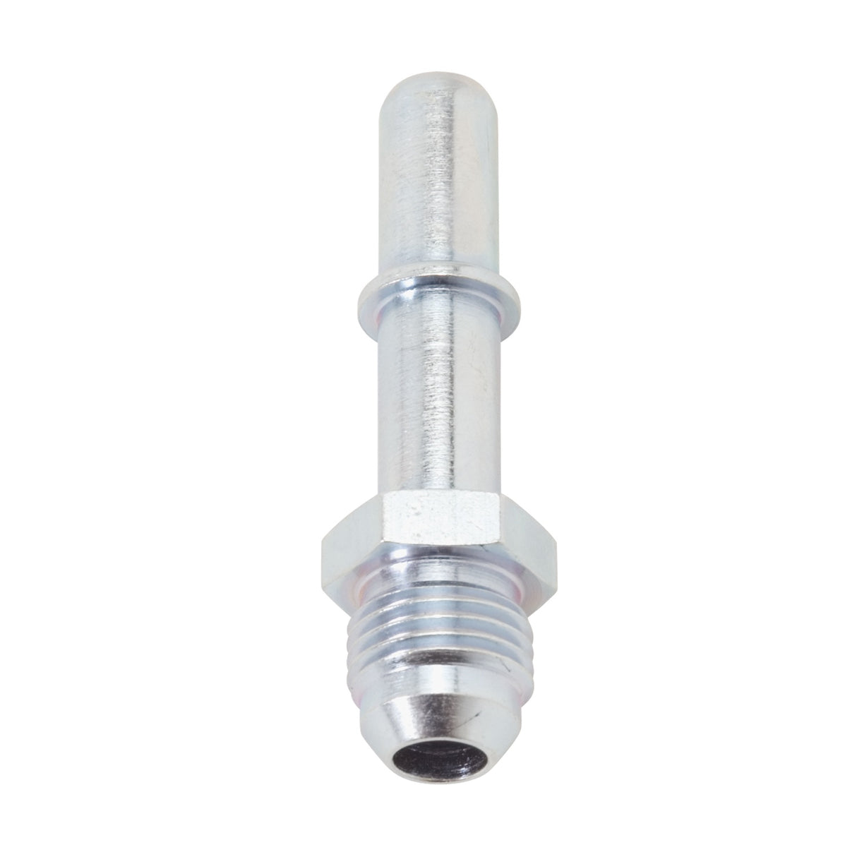 640930 | EFI ADAPTER FITTING -6 AN MALE TO 5/16" SAE QUICK DISCONNECT MALE CLEAR ZINC FINISH