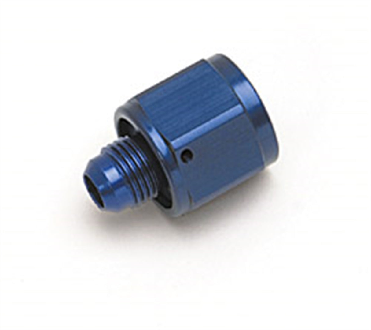 660000 | BLUE ANODIZED -6 TUBE COUPLING NUT W/ FLARED REDUCER TO -4 AN MALE