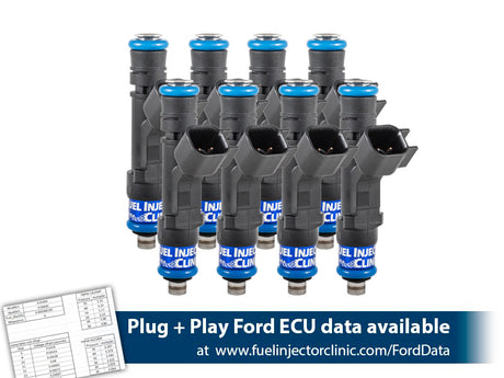 IS408-0525H | Fuel Injector Clinic Injector Set 525cc (50 lbs/hr at 43.5 PSI fuel pressure) for Ford Raptor (2010-2014)