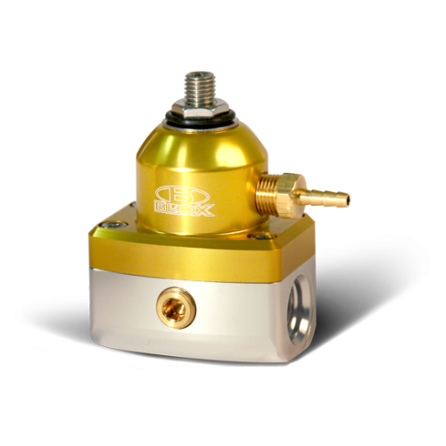 Blox FUEL PRESSURE REGULATOR ADJUSTABLE 2-PORT FPR Competition 2-Port FPR / Universal Design Gold/Silver