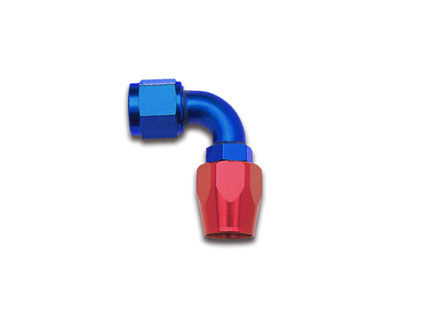 Russell 6AN 90 Degree Hose End Full Flow Swivel Fitting Red/Blue