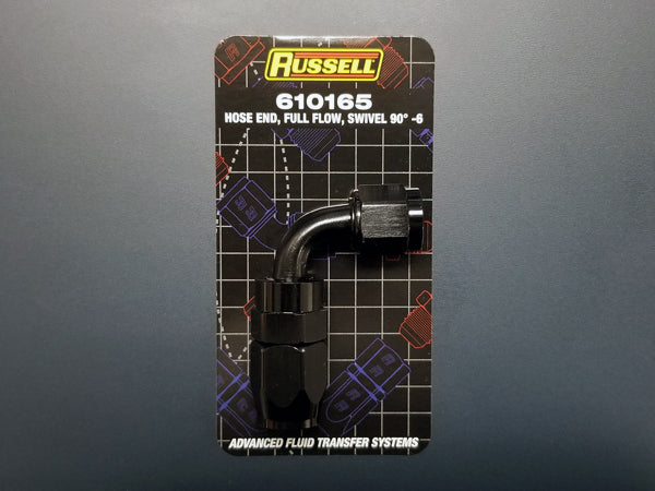 Russell -6 AN 90 Degree Hose End Fitting Black