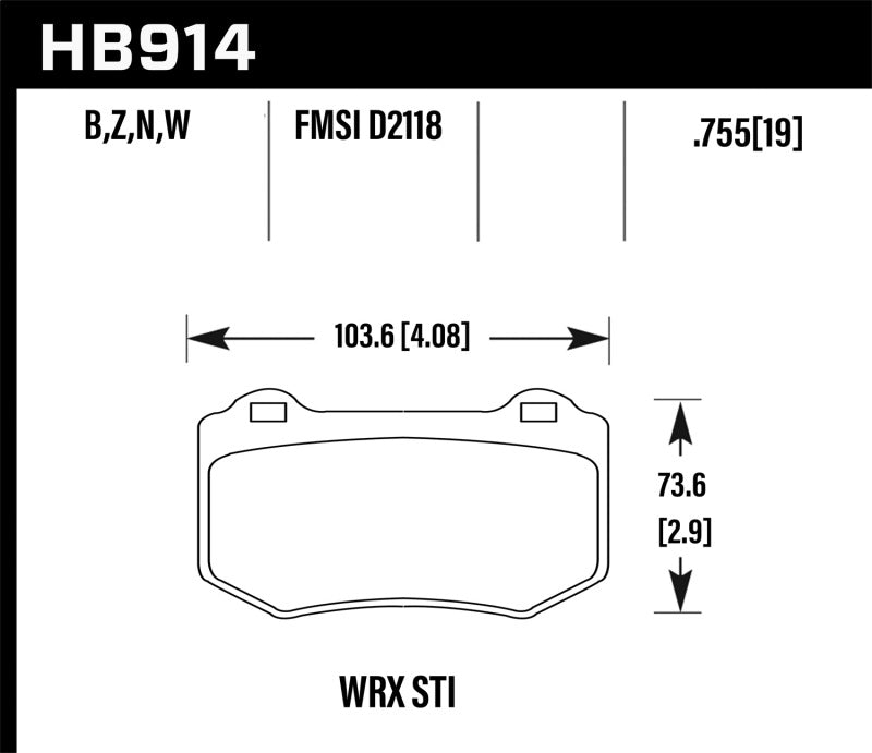 Hawk 2018 Subaru WRX STI HP Plus Rear Brake Pads | HB914N.580
