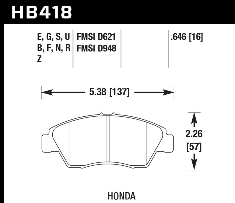 Hawk DTC-60 Front Race Brake Pads | HB418G.646