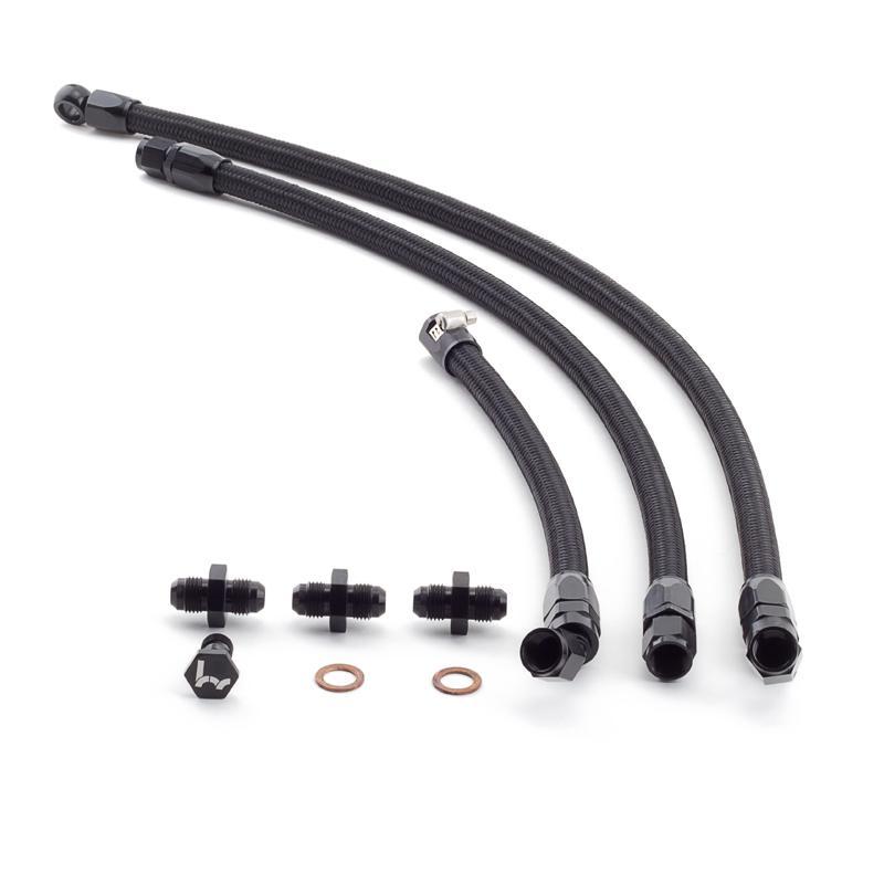 Hybrid Racing K Swap Fuel Line Kit (Standard) Black Nylon Braided 92-00 Civic | 94-01 Integra