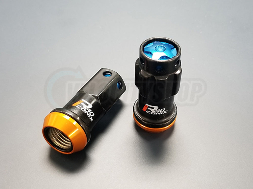 Project Kics R40 Lug Nuts Black with Blue Caps M14x1.5