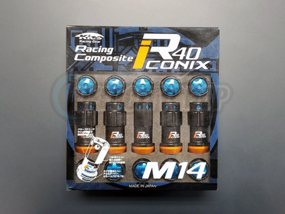 Project Kics R40 Lug Nuts Black with Blue Caps M14x1.5