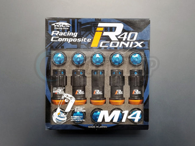 Project Kics R40 Lug Nuts Black with Blue Caps M14x1.5