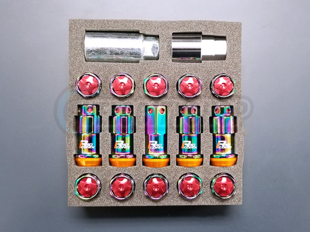 Project Kics R40 Lug Nuts Neo with Red Caps M14x1.5