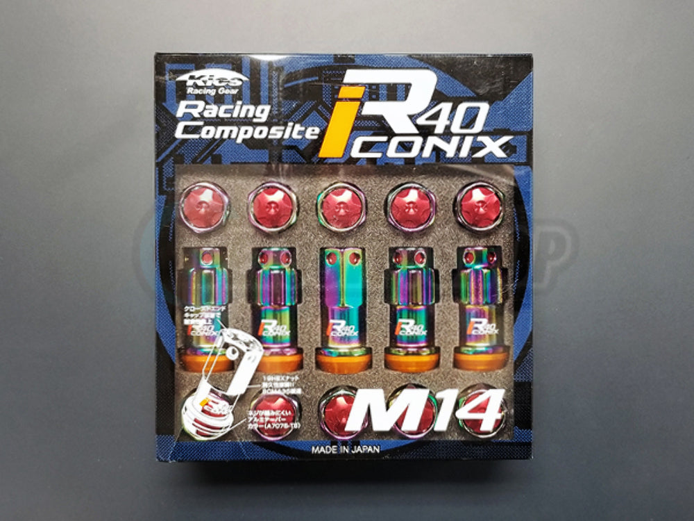 Project Kics R40 Lug Nuts Neo with Red Caps M14x1.5