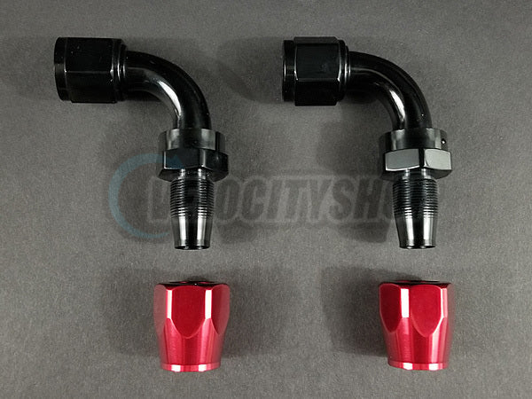 Russell -10 AN 90 Degree Hose End Fittings With Red Socket 2 Pcs